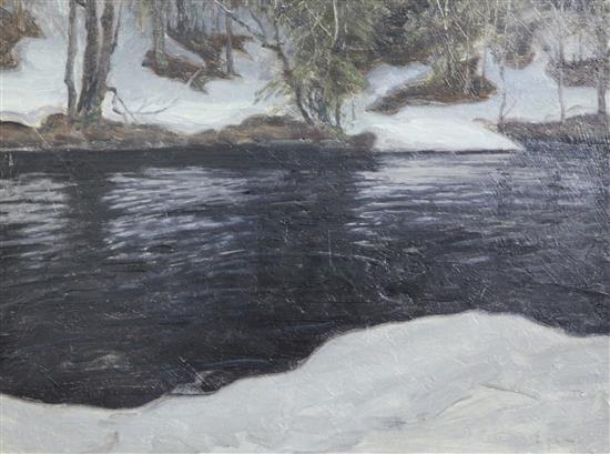 § Erik Hedberg (1868-1959) Melting Snow, c.1902, 12 x 16.5in.